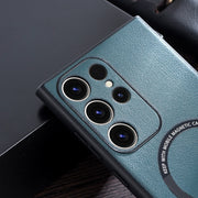 For Samsung Galaxy S23 5G Cloth Texture PU MagSafe Magnetic Phone Case(Black)