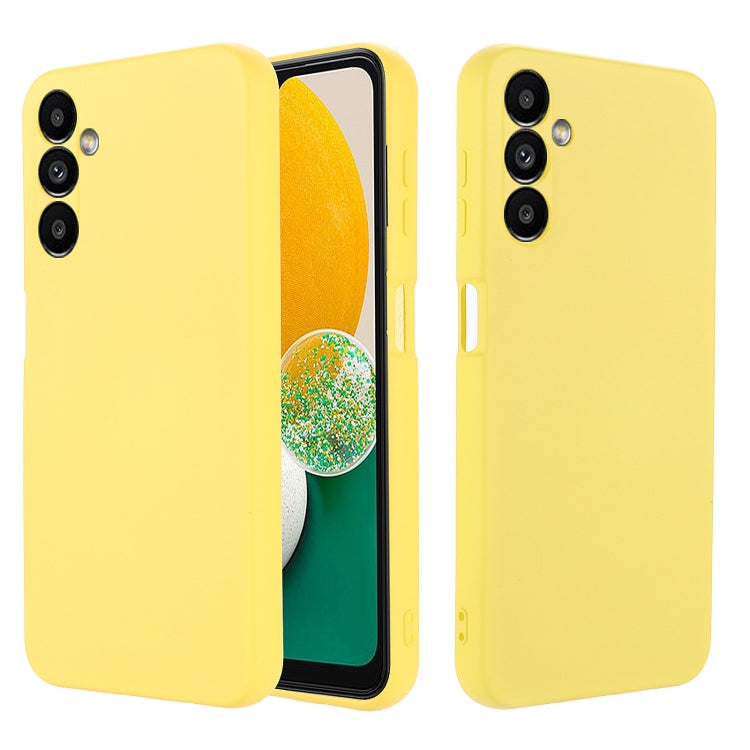 For Samsung Galaxy A14 4G Pure Color Liquid Silicone Shockproof Phone Case(Yellow)