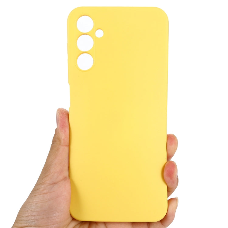 For Samsung Galaxy A14 4G Pure Color Liquid Silicone Shockproof Phone Case(Yellow)