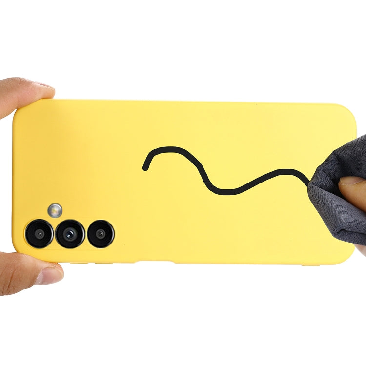 For Samsung Galaxy A14 4G Pure Color Liquid Silicone Shockproof Phone Case(Yellow)