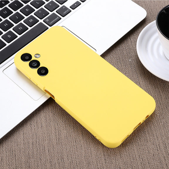 For Samsung Galaxy A14 4G Pure Color Liquid Silicone Shockproof Phone Case(Yellow)