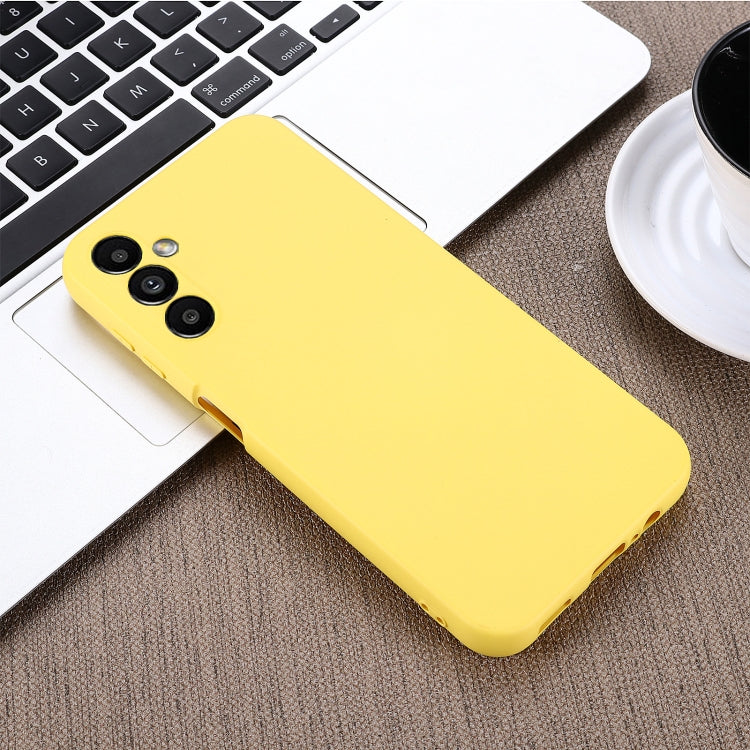 For Samsung Galaxy A14 4G Pure Color Liquid Silicone Shockproof Phone Case(Yellow)