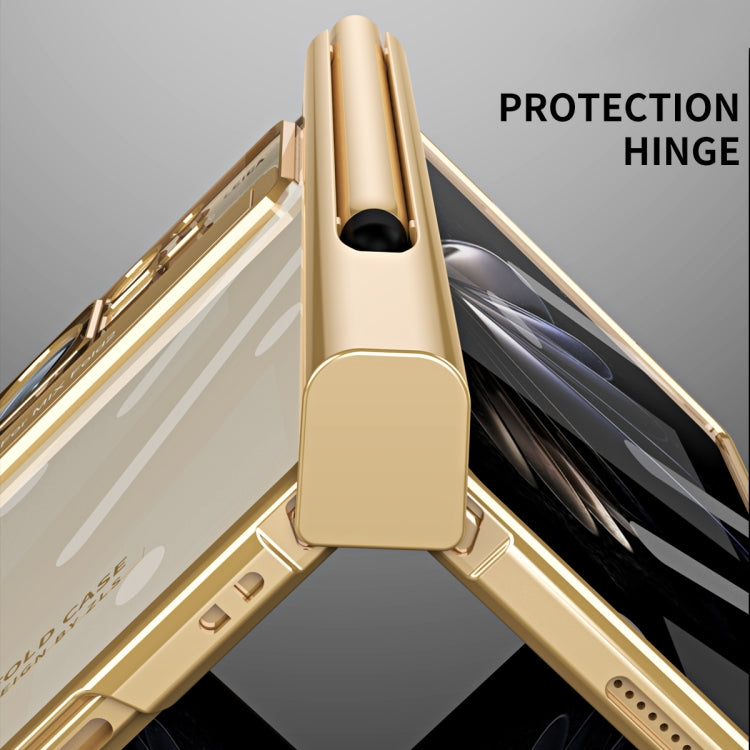 For Xiaomi Mix Fold 2 Electroplated Hinge Transparent Phone Case with Pen Slot(Dark Green)