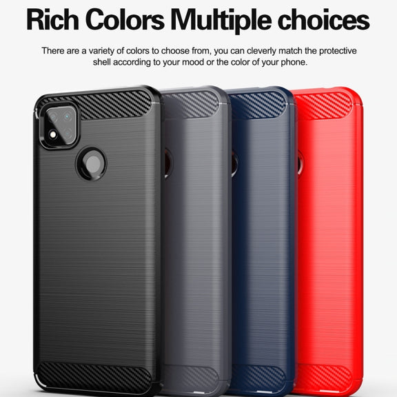For Xiaomi Redmi 9C NFC Brushed Texture Carbon Fiber TPU Phone Case(Blue)