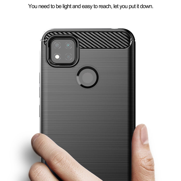 For Xiaomi Redmi 9C NFC Brushed Texture Carbon Fiber TPU Phone Case(Blue)