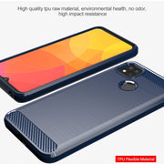 For Xiaomi Redmi 9C NFC Brushed Texture Carbon Fiber TPU Phone Case(Blue)