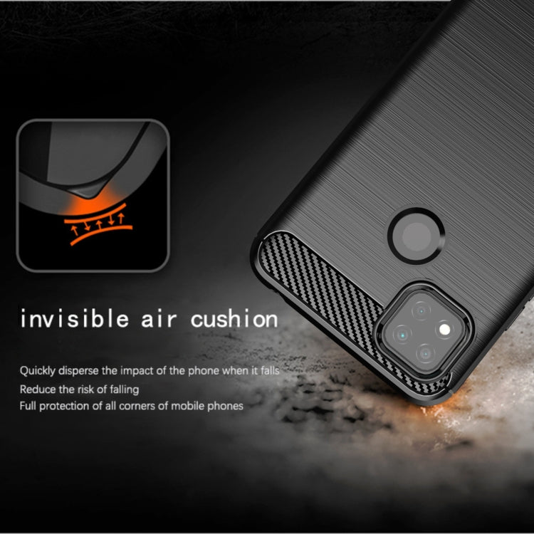 For Xiaomi Redmi 9C NFC Brushed Texture Carbon Fiber TPU Phone Case(Blue)