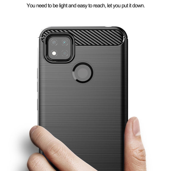 For Xiaomi Redmi 10A Brushed Texture Carbon Fiber TPU Phone Case(Black)