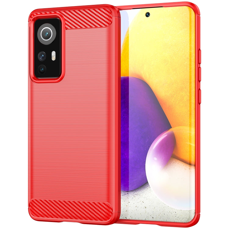 For Xiaomi Redmi 12S Brushed Texture Carbon Fiber TPU Phone Case(Red)