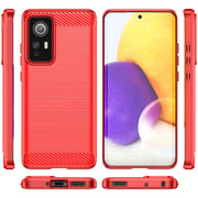 For Xiaomi Redmi 12S Brushed Texture Carbon Fiber TPU Phone Case(Red)