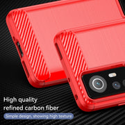 For Xiaomi Redmi 12S Brushed Texture Carbon Fiber TPU Phone Case(Red)