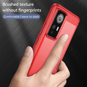 For Xiaomi Redmi 12S Brushed Texture Carbon Fiber TPU Phone Case(Red)