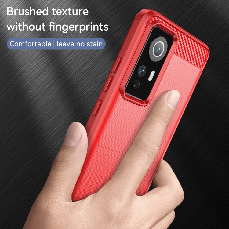 For Xiaomi Redmi 12S Brushed Texture Carbon Fiber TPU Phone Case(Red)