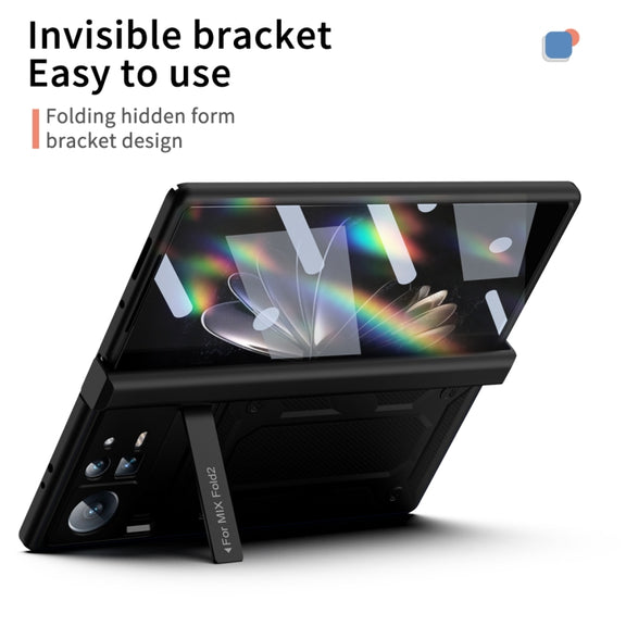 For Xiaomi Mix Fold 2 Hinge All-inclusive Magnetic Phone Case with Stand(Black)