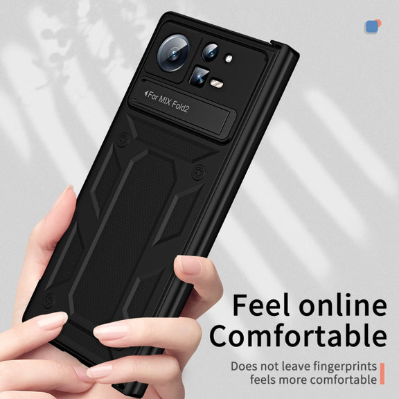 For Xiaomi Mix Fold 2 Hinge All-inclusive Magnetic Phone Case with Stand(Black)