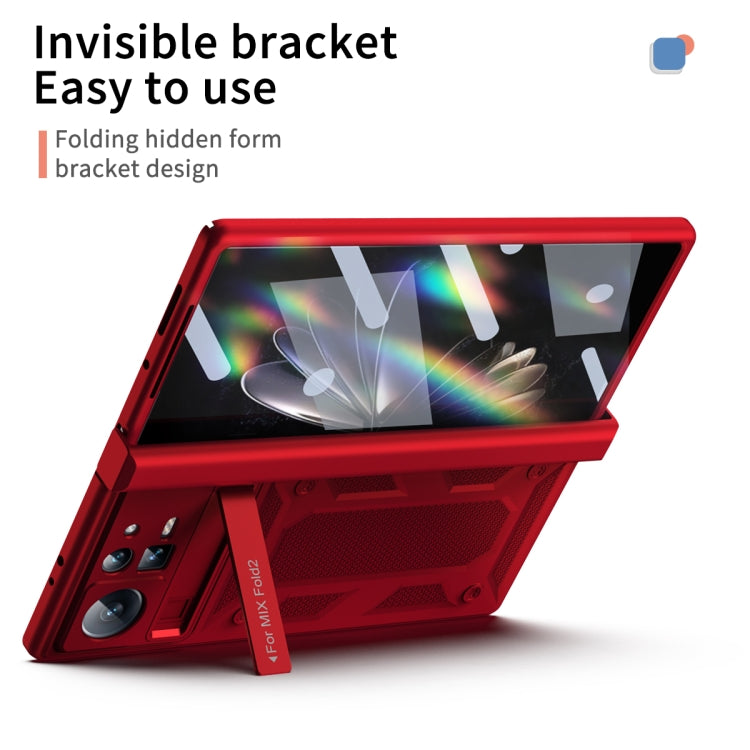 For Xiaomi Mix Fold 2 Hinge All-inclusive Magnetic Phone Case with Stand(Red)