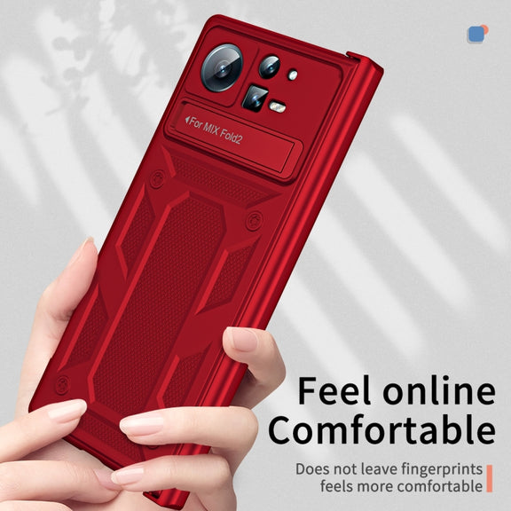 For Xiaomi Mix Fold 2 Hinge All-inclusive Magnetic Phone Case with Stand(Red)