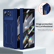 For Xiaomi Mix Fold 2 Hinge All-inclusive Magnetic Phone Case with Stand(Blue)
