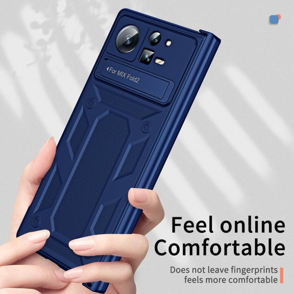 For Xiaomi Mix Fold 2 Hinge All-inclusive Magnetic Phone Case with Stand(Blue)