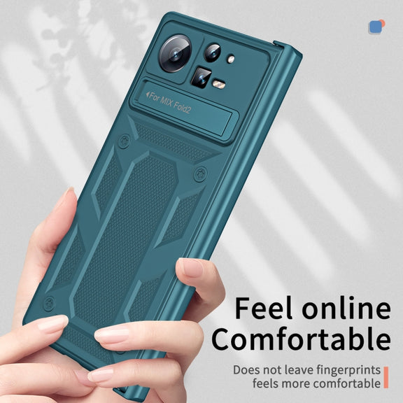 For Xiaomi Mix Fold 2 Hinge All-inclusive Magnetic Phone Case with Stand(Green)