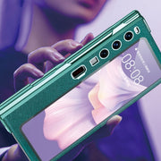 For Huawei Mate Xs 2 integrated Cross Pattern Electroplating All-inclusive Phone Case with Stand(Red)