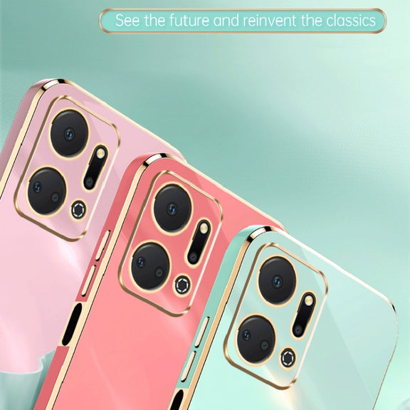 For Honor X7a 2023 XINLI Straight Edge 6D Electroplate TPU Phone Case(Black)