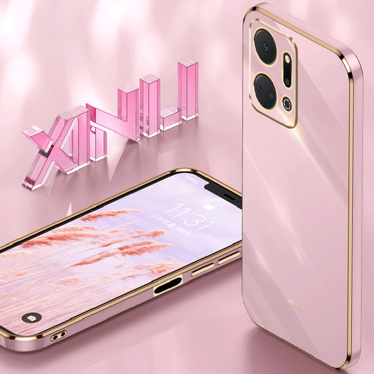 For Honor X7a 2023 XINLI Straight Edge 6D Electroplate TPU Phone Case(Black)