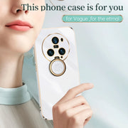 For Honor Magic5 Pro 5G XINLI Straight Edge 6D Electroplate TPU Phone Case with Ring Holder(White)