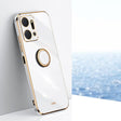 For Honor X7a 2023 XINLI Straight Edge 6D Electroplate TPU Phone Case with Ring Holder(White) - Honor Cases by XINLI | Online Shopping South Africa | PMC TechLife | Buy Now Pay Later Mobicred