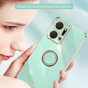 For Honor X7a 2023 XINLI Straight Edge 6D Electroplate TPU Phone Case with Ring Holder(Celestial Blue)