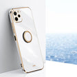 For Huawei nova Y61 XINLI Straight Edge 6D Electroplate TPU Phone Case with Ring Holder(White) - Huawei Cases by XINLI | Online Shopping South Africa | PMC TechLife | Buy Now Pay Later Mobicred