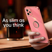 For Huawei nova Y61 XINLI Straight Edge 6D Electroplate TPU Phone Case with Ring Holder(Pink)