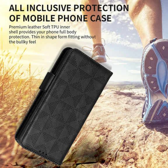 For TCL 405 / 406 T506D Symmetrical Triangle Leather Phone Case(Blue)