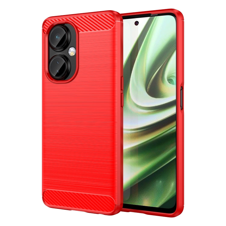 For OnePlus Nord CE 3 Brushed Texture Carbon Fiber TPU Phone Case(Red)