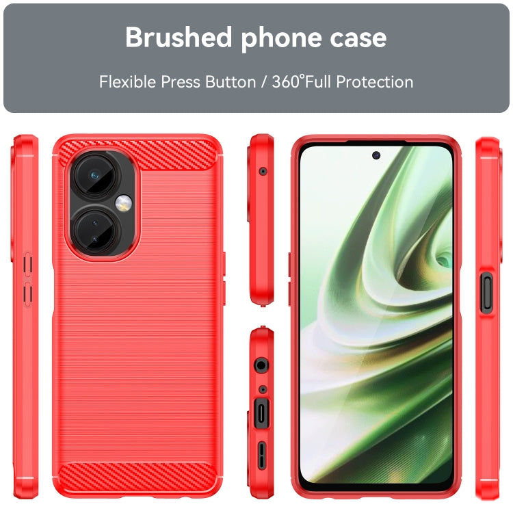 For OnePlus Nord CE 3 Brushed Texture Carbon Fiber TPU Phone Case(Red)