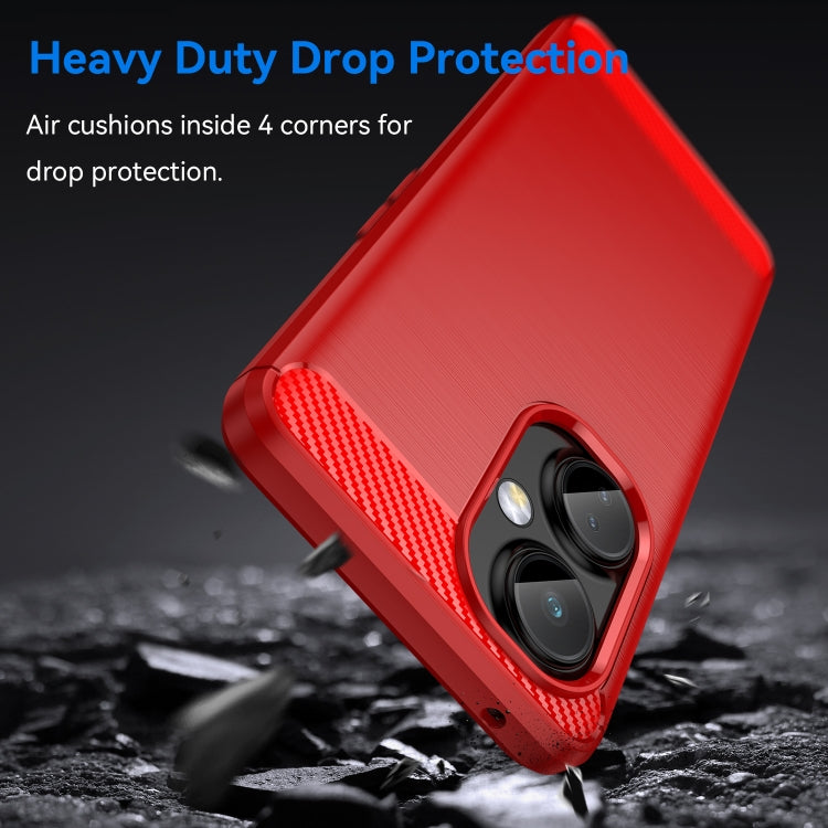 For OnePlus Nord CE 3 Brushed Texture Carbon Fiber TPU Phone Case(Red)