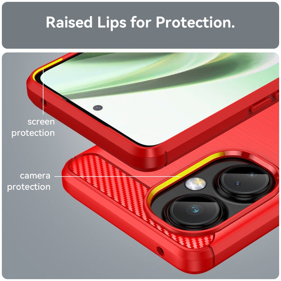 For OnePlus Nord CE 3 Brushed Texture Carbon Fiber TPU Phone Case(Red)