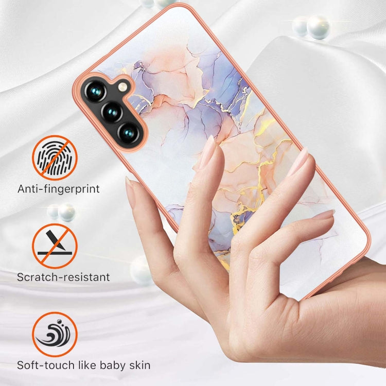 For Samsung Galaxy A34 5G Electroplating IMD TPU Phone Case(White Marble)