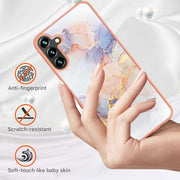 For Samsung Galaxy A34 5G Electroplating IMD TPU Phone Case(White Marble)