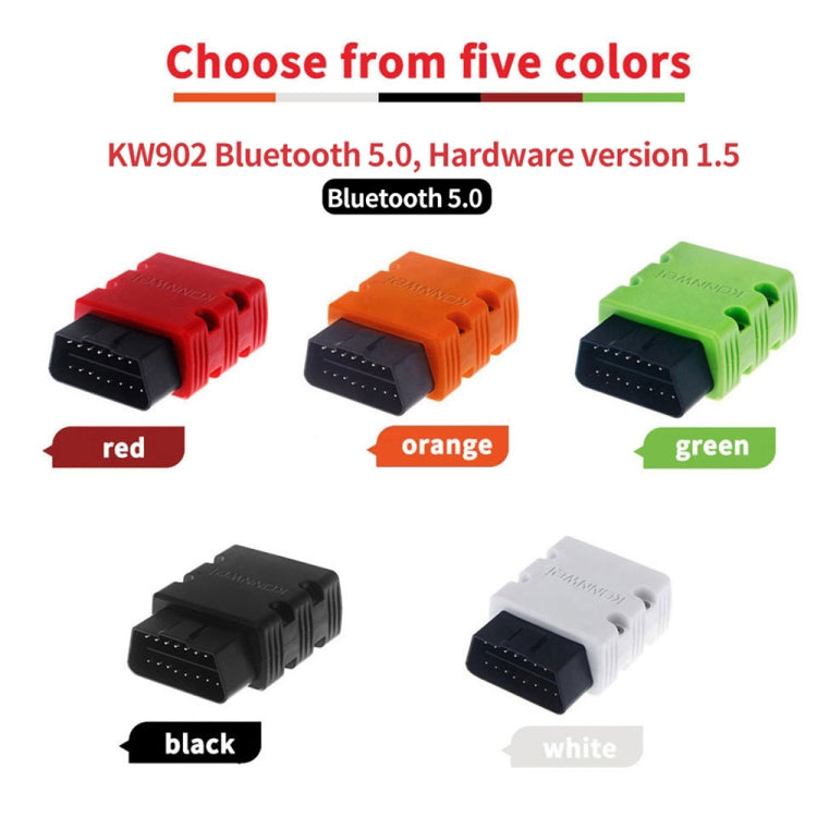 KONNWEI KW902 Bluetooth 5.0 OBD2 Car Fault Diagnostic Scan Tools Support IOS / Android(White)