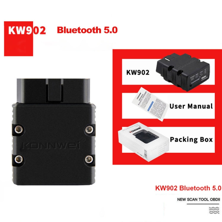KONNWEI KW902 Bluetooth 5.0 OBD2 Car Fault Diagnostic Scan Tools Support IOS / Android(Green)
