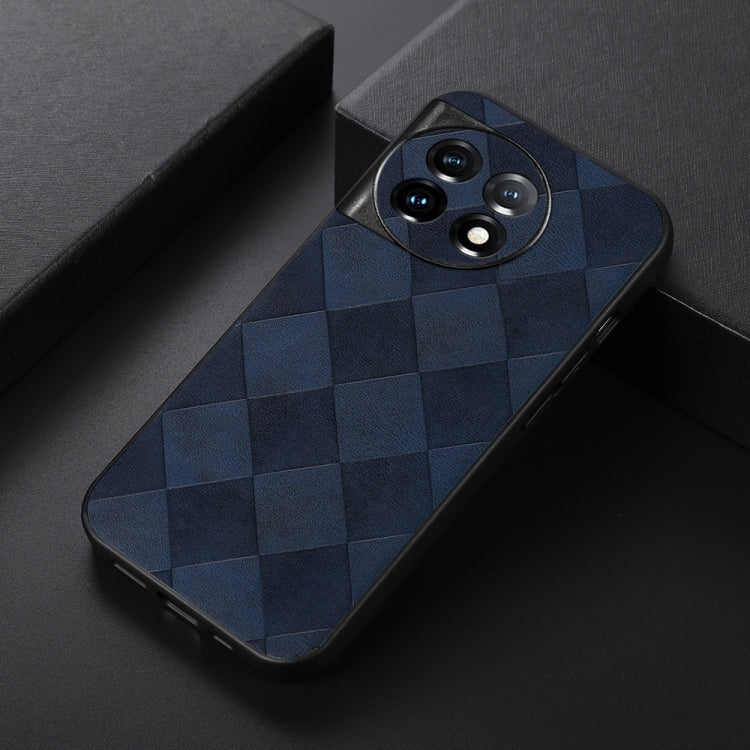 For OnePlus 11R/Ace 2 Weave Plaid PU Phone Case(Blue)