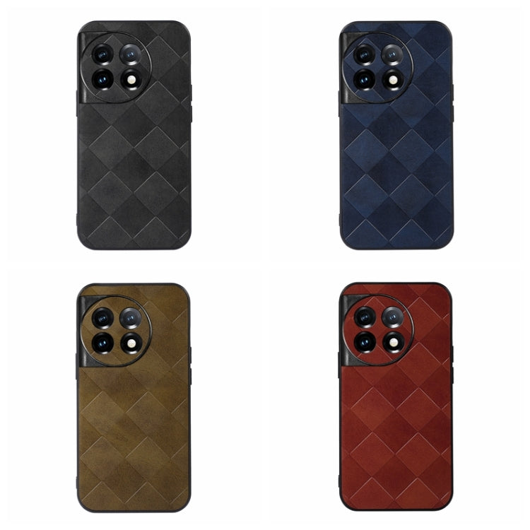 For OnePlus 11R/Ace 2 Weave Plaid PU Phone Case(Blue)
