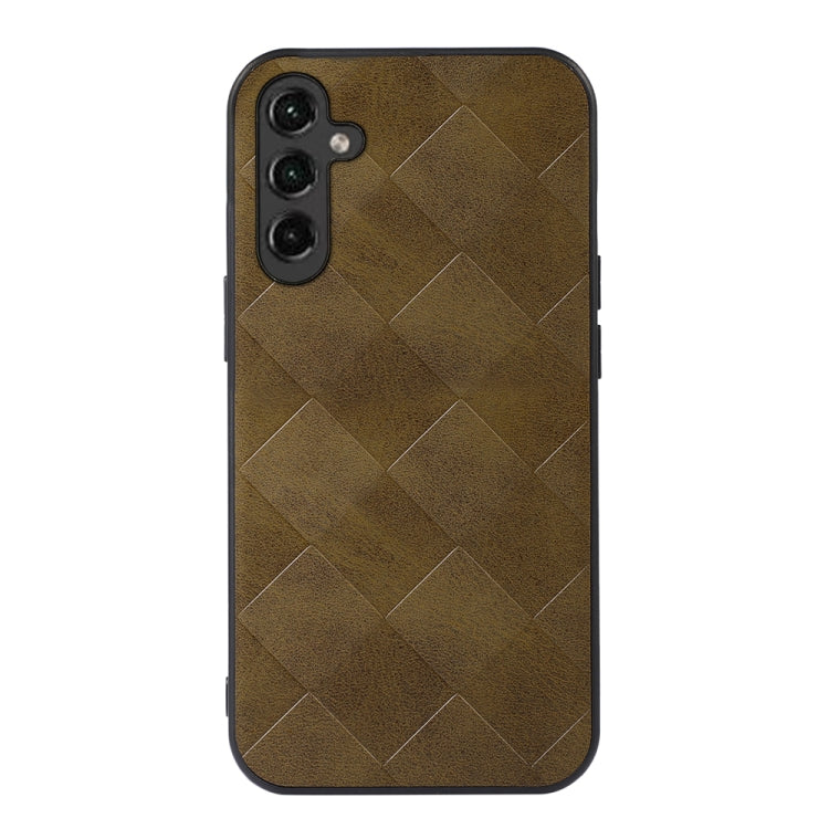 For Samsung Galaxy A24 4G Weave Plaid PU Phone Case(Green)