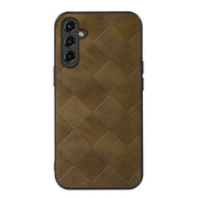 For Samsung Galaxy A24 4G Weave Plaid PU Phone Case(Green)