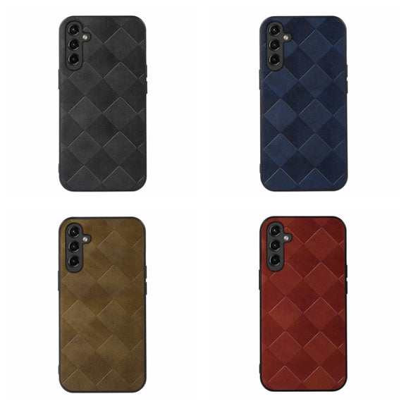For Samsung Galaxy A24 4G Weave Plaid PU Phone Case(Green)