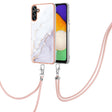 For Samsung Galaxy A54 5G Electroplating Marble IMD TPU Phone Case with Lanyard(White 006) - free shipping - PMC TechLife - Order now!