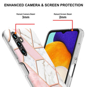 For Samsung Galaxy A34 5G Electroplating Splicing Marble TPU Phone Case(Pink White)