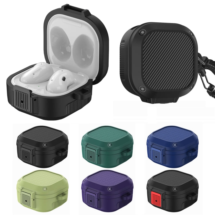 Wireless Earphones Silicone Case with Switch & Carabiner for Samsung Galaxy Buds Live / Buds2 / Buds Pro / Buds2 Pro(Black)