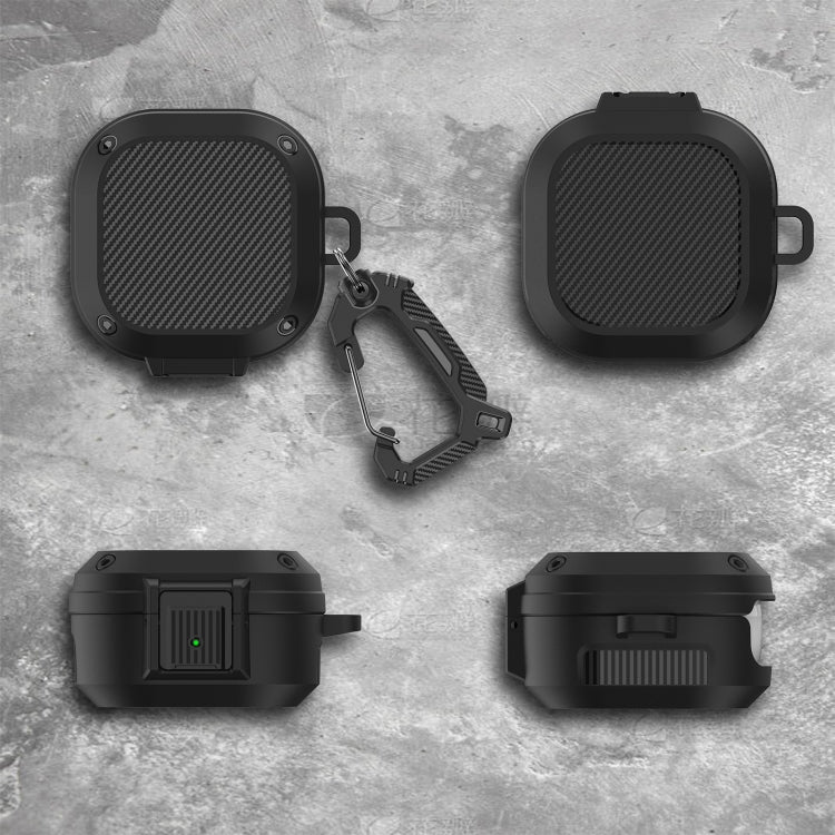 Wireless Earphones Silicone Case with Switch & Carabiner for Samsung Galaxy Buds Live / Buds2 / Buds Pro / Buds2 Pro(Black)